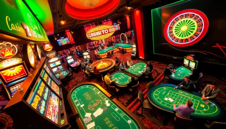 Experience the excitement of kebet cassino with players enjoying poker and vibrant slot machines.