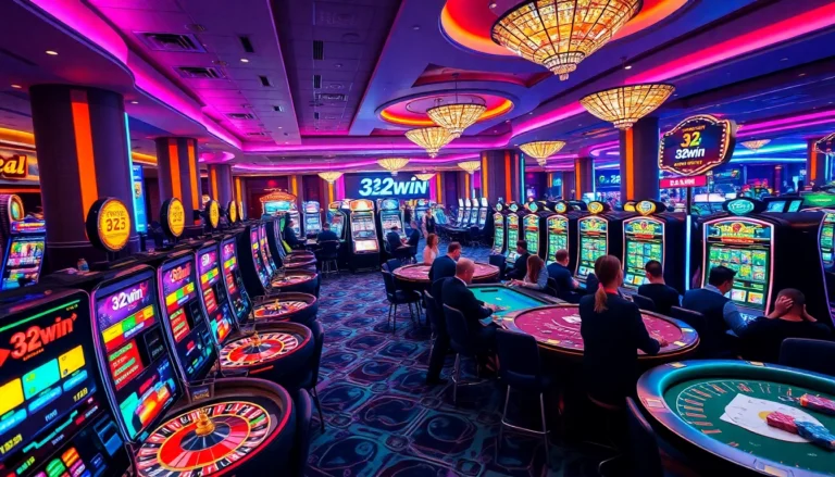 32win casino tables featuring players enjoying thrilling blackjack and poker games.