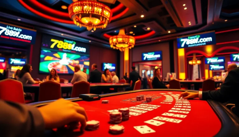 Blackjack action at 789f com online casino with elegant features, players enjoying a vibrant game atmosphere.