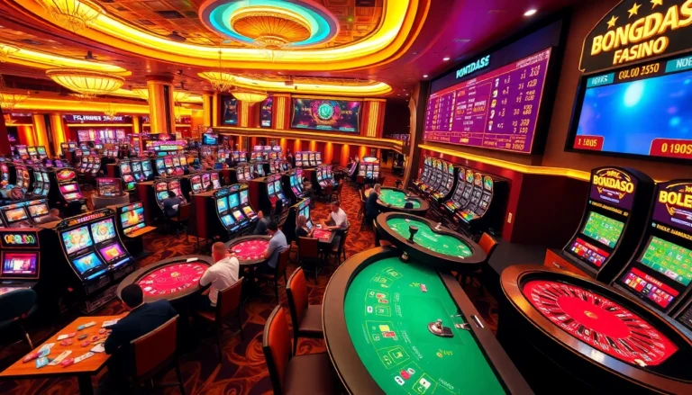 Bongdaso scores a winning moment at a bustling casino with players at vibrant gaming tables.