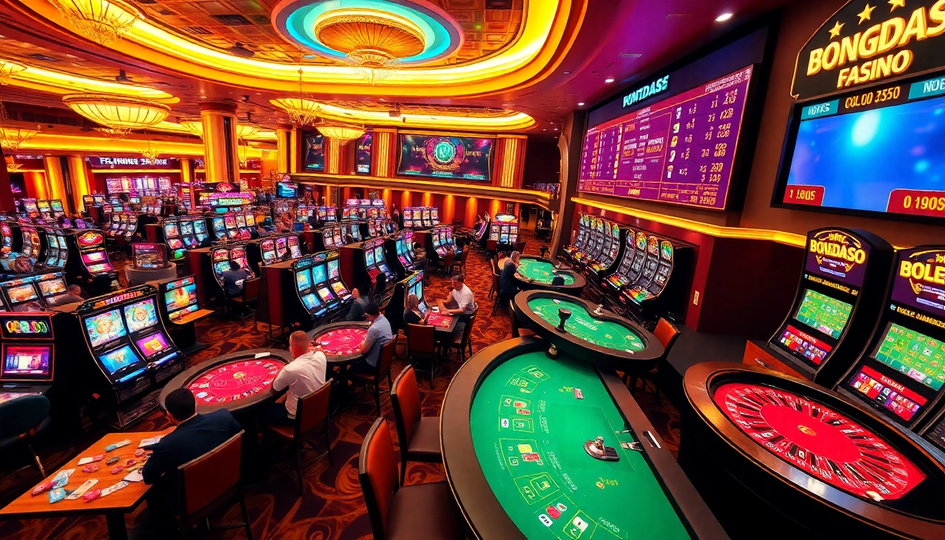 Bongdaso scores a winning moment at a bustling casino with players at vibrant gaming tables.
