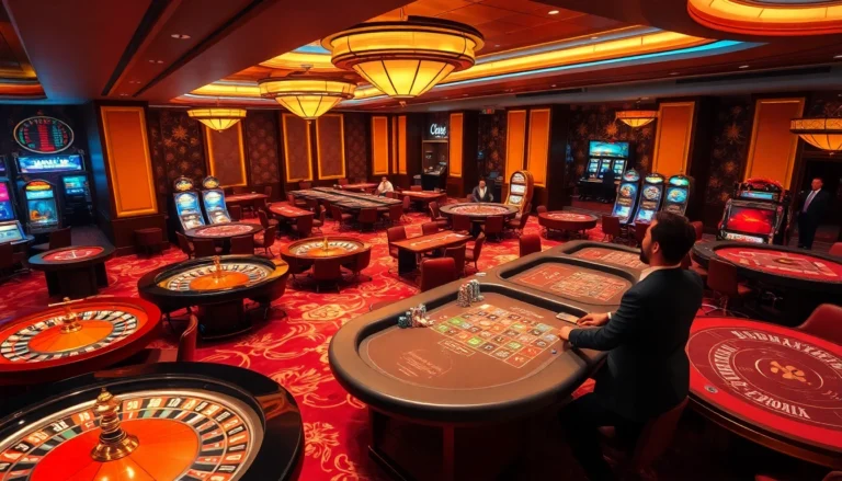 Experience the thrill at a casino with 1gom strategies illustrated through vibrant gaming tables.