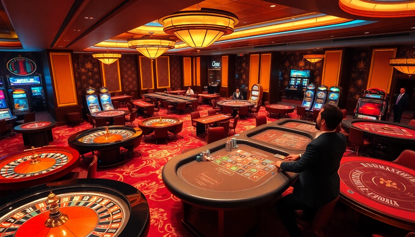 Experience the thrill at a casino with 1gom strategies illustrated through vibrant gaming tables.