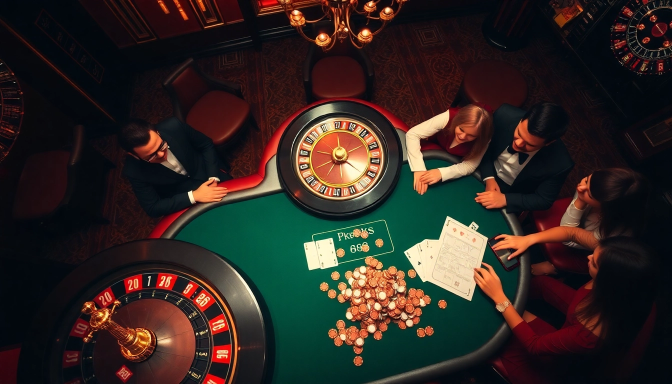 Experience kp88 in a luxury casino atmosphere with players engaged at a thrilling blackjack table.